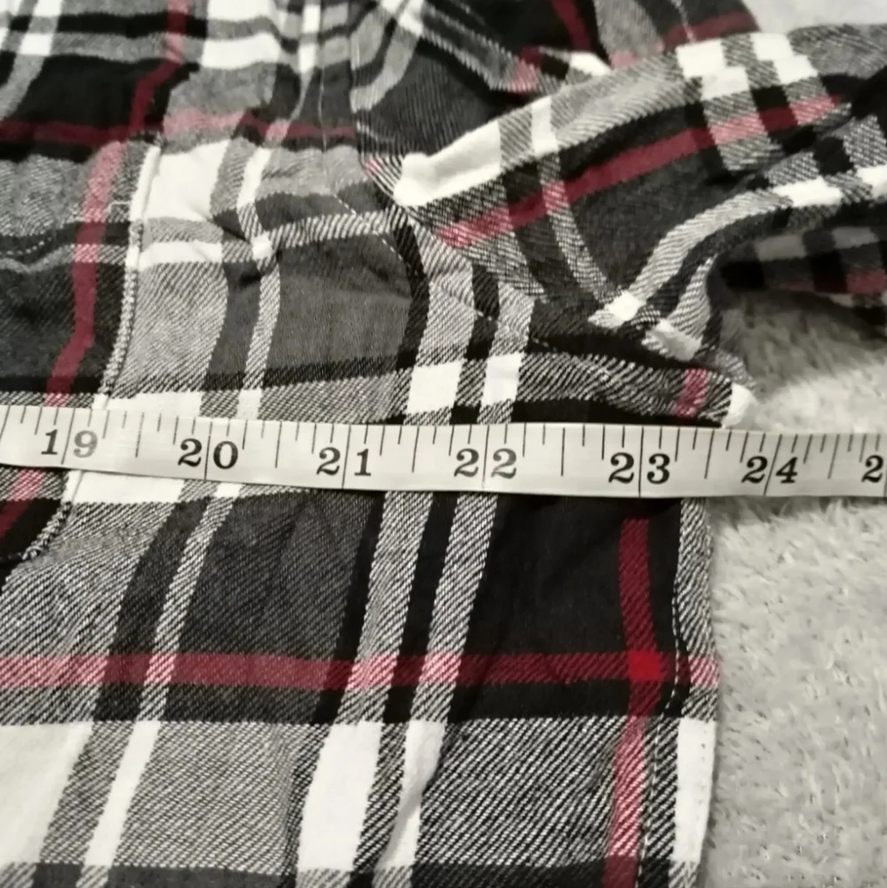 Chaps Shirt Mens L Combat Grey Flannel Plaid Embroidered Logo Button Down Pocket - Picture 3 of 13